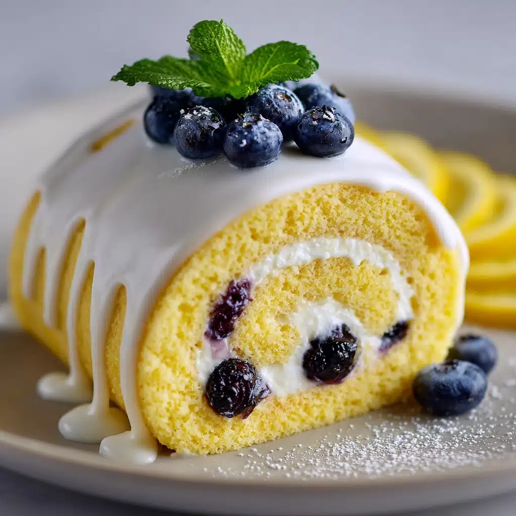 Lemon Blueberry Angel Food Cake Roll Recipe - Recipe Image