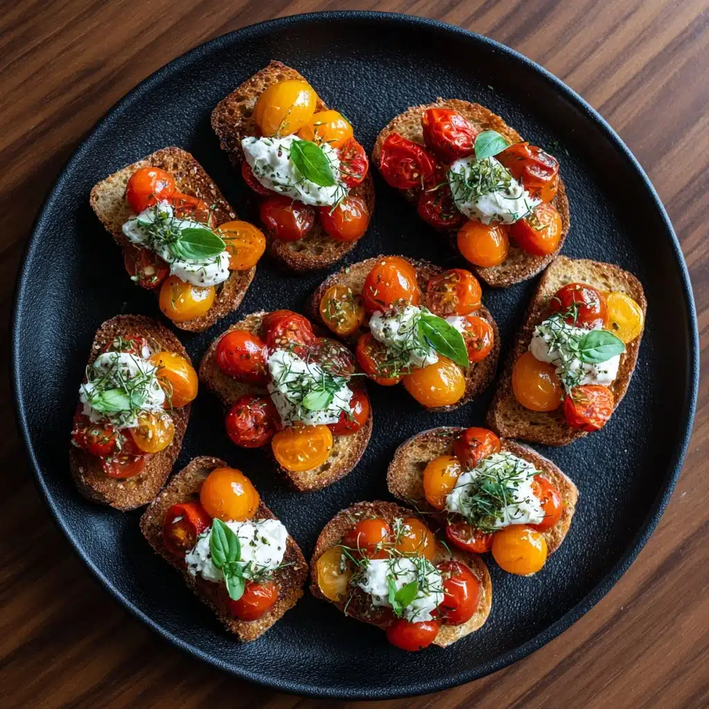 Roasted Tomato and Garlic Bruschetta Bites Recipe - Recipe Image