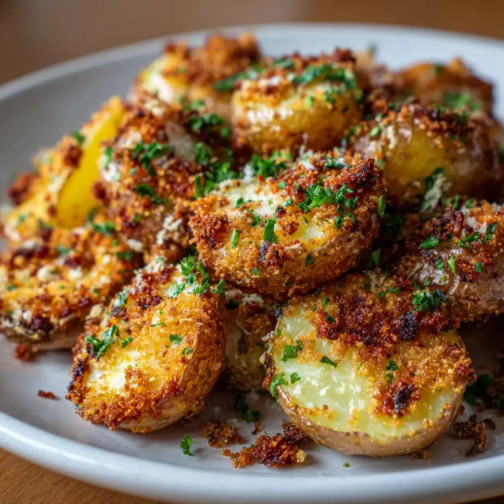 Crispy Garlic Parmesan Crusted Potatoes Recipe - Recipe Image