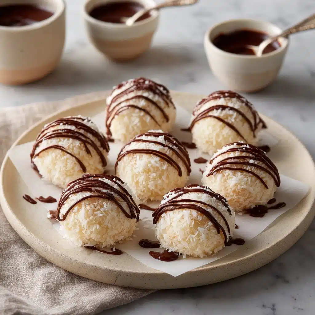 No Bake Coconut Cookie Balls with Chocolate Centers Recipe - Recipe Image
