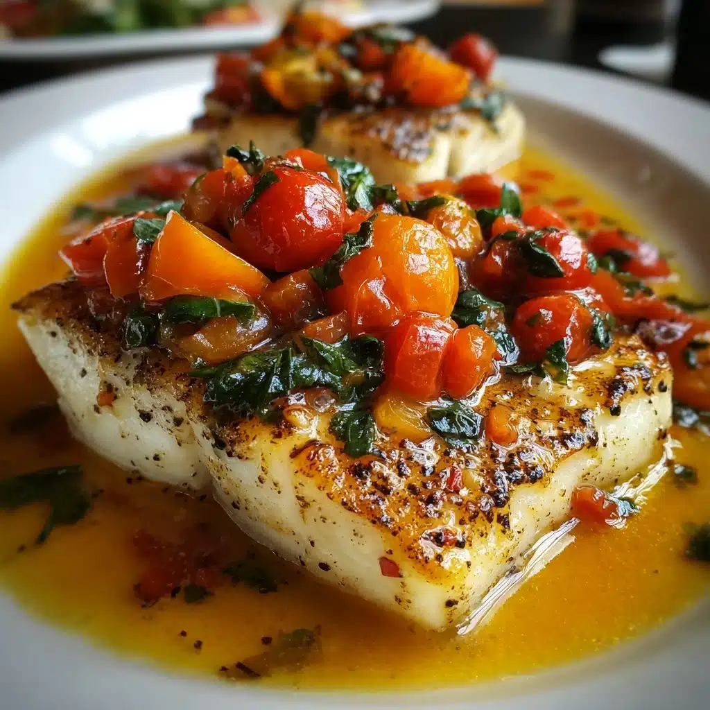 Pan-Seared Mediterranean Cod in Tomato Basil Sauce Recipe - Recipe Image