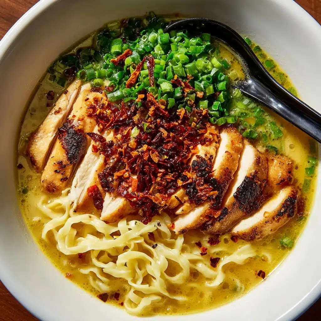 Fiery Chicken Ramen with Creamy Garlic Sauce Recipe - Recipe Image