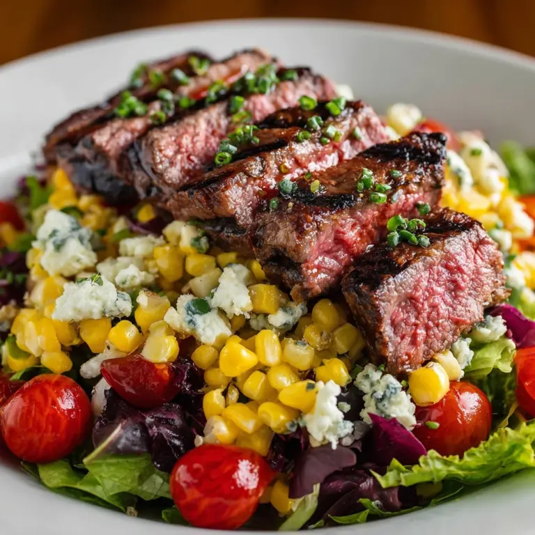 Balsamic Steak Gorgonzola Salad with Grilled Corn Recipe