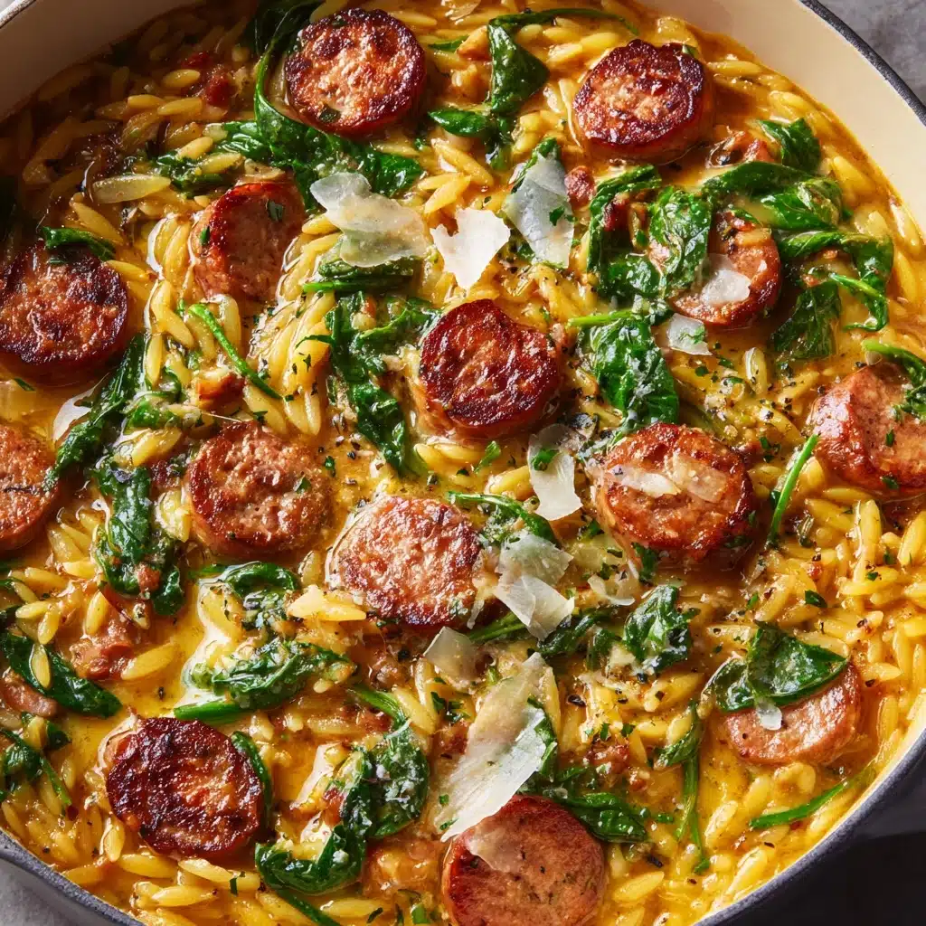 One Pan Chicken Sausage and Orzo Recipe - Recipe Image