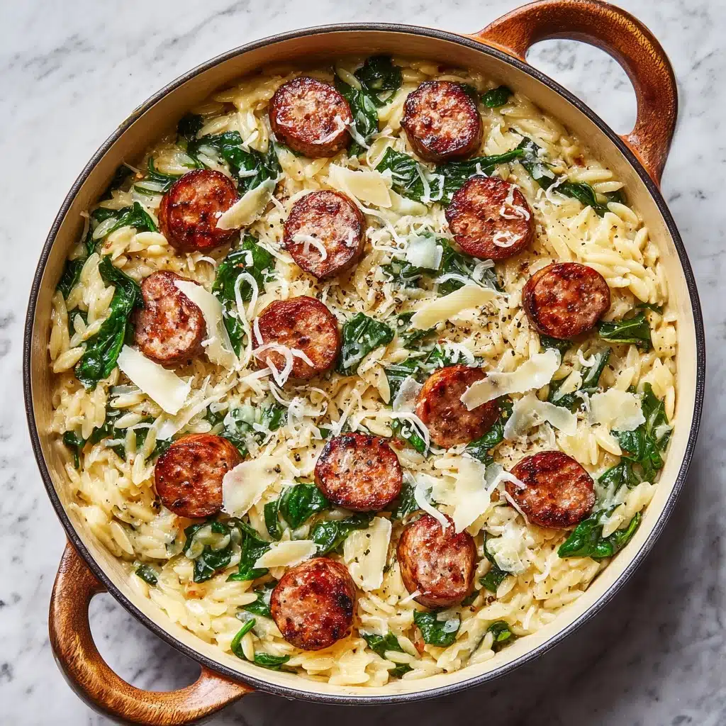 One Pan Chicken Sausage and Orzo Recipe - Recipe Image