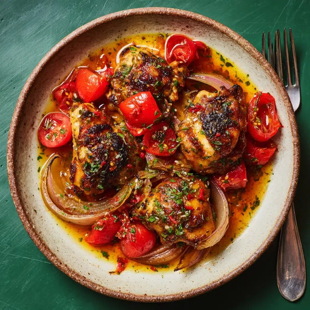 Spicy Vinegar Chicken over Tomatoes: The Incredible Ultimate Recipe - Recipe Image