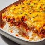 Cheddar-Crusted Ground Beef and Rice Casserole Recipe