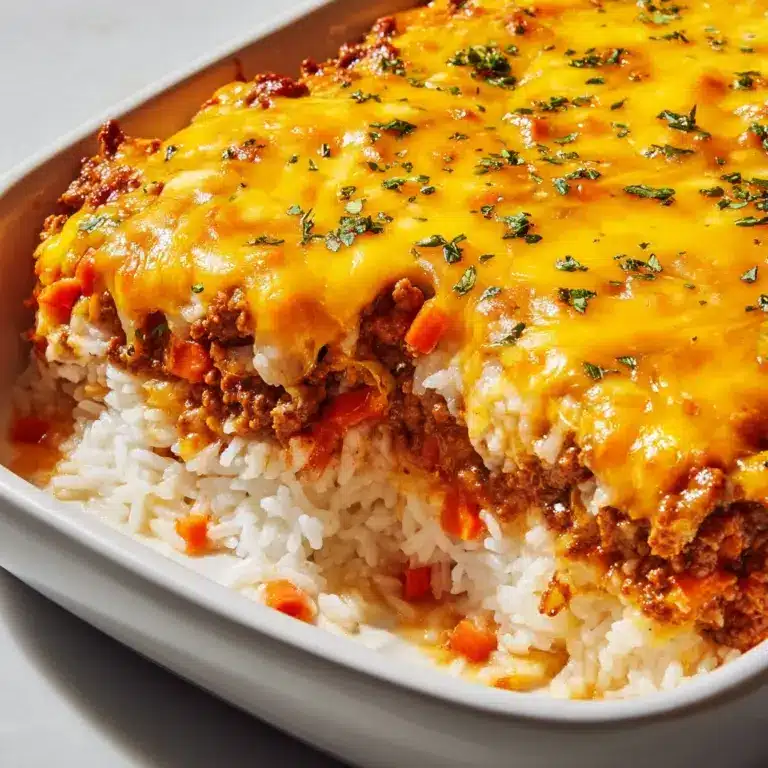 Cheddar-Crusted Ground Beef and Rice Casserole Recipe