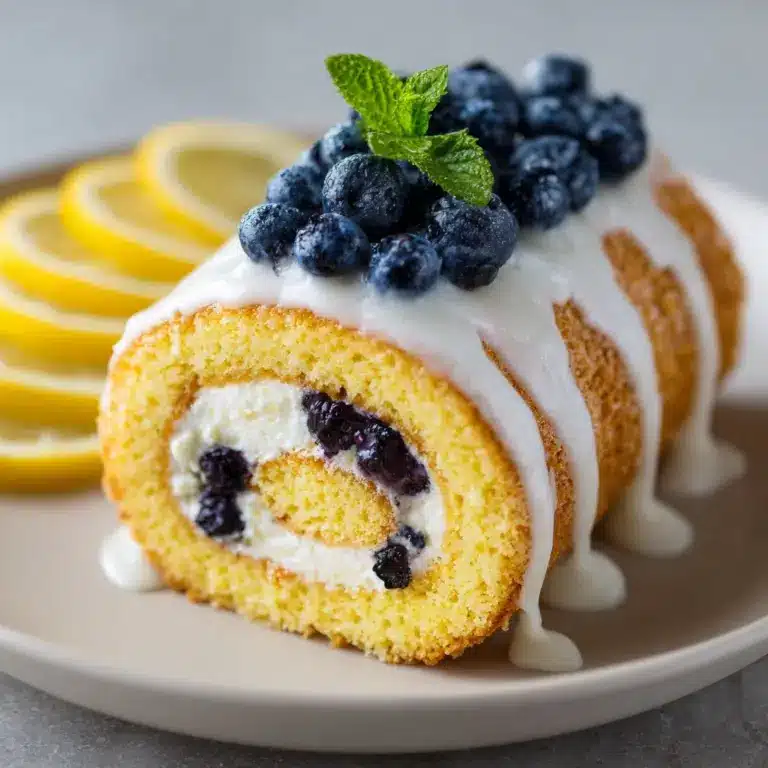 Lemon Blueberry Angel Food Cake Roll Recipe