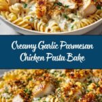 Creamy Garlic Parmesan Chicken Pasta Bake Recipe