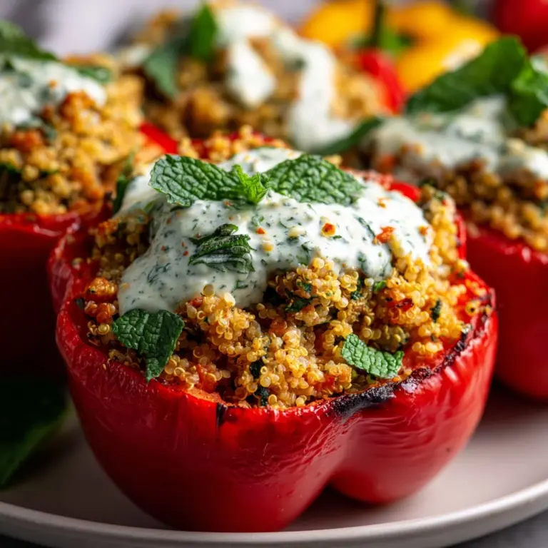 Greek Stuffed Peppers with Tzatziki Sauce Recipe