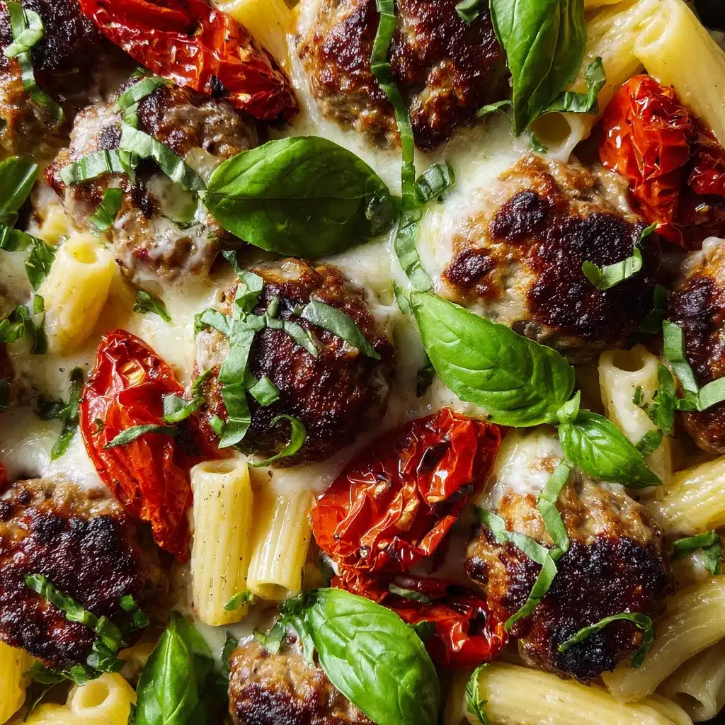 Caprese Turkey Meatball Pasta Skillet Recipe - Recipe Image