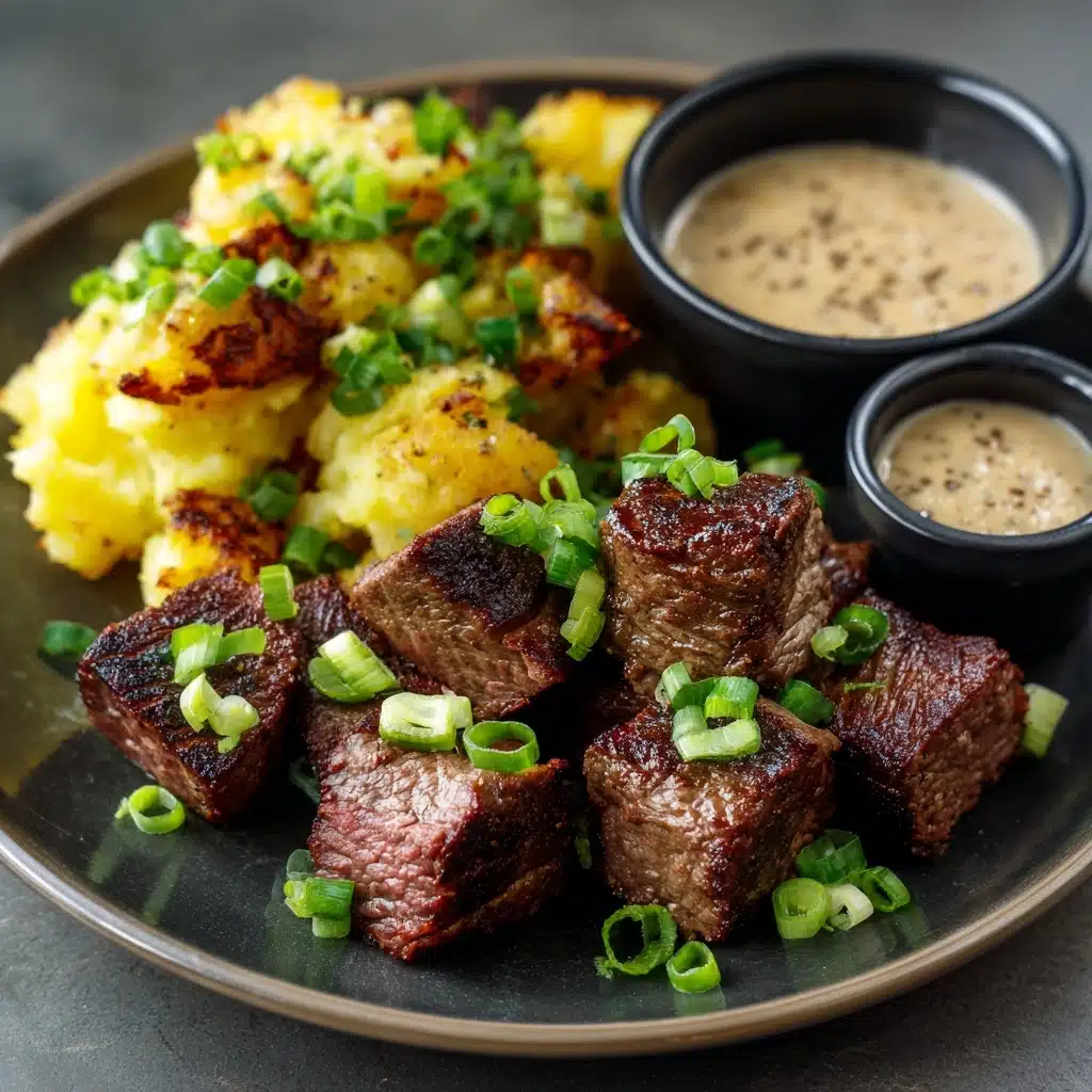 Garlic Butter Steak Bites and Smashed Potatoes Recipe - Recipe Image
