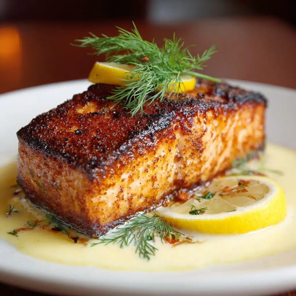 Blackened Salmon with Creole Lemon Dill Sauce Recipe - Recipe Image