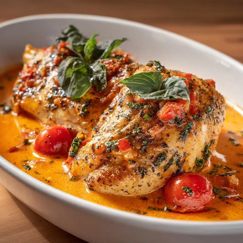 Slow Cooker Creamy Tomato Basil Chicken Recipe - Recipe Image