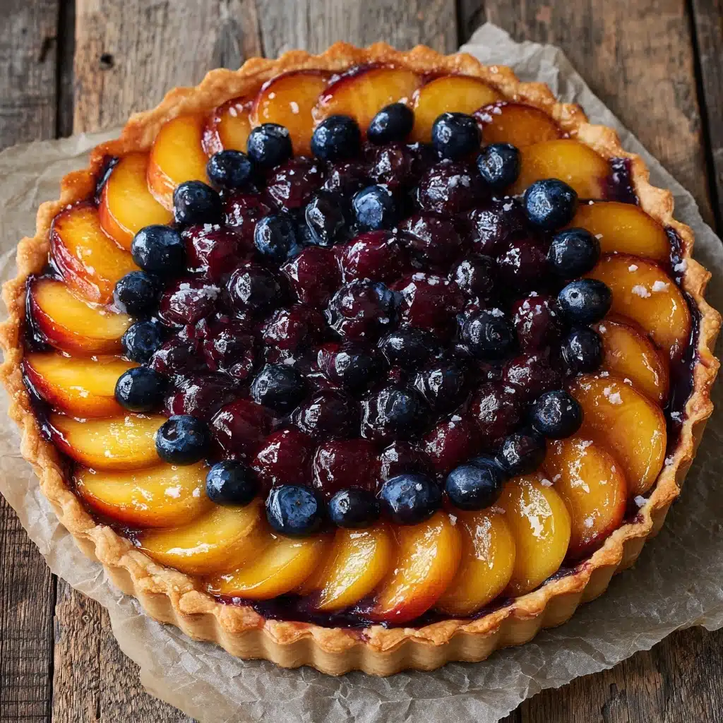 Easy Blueberry Peach Tart with Vanilla Glaze Recipe - Recipe Image