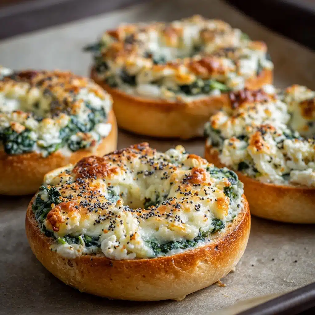 Cheesy Spinach-Artichoke Bagels Recipe - Recipe Image