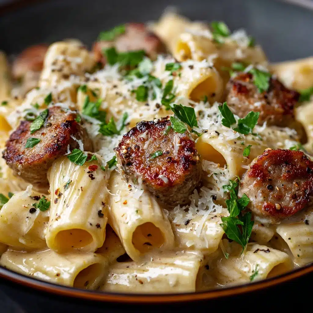 Garlic Sausage Alfredo Rigatoni Recipe - Recipe Image