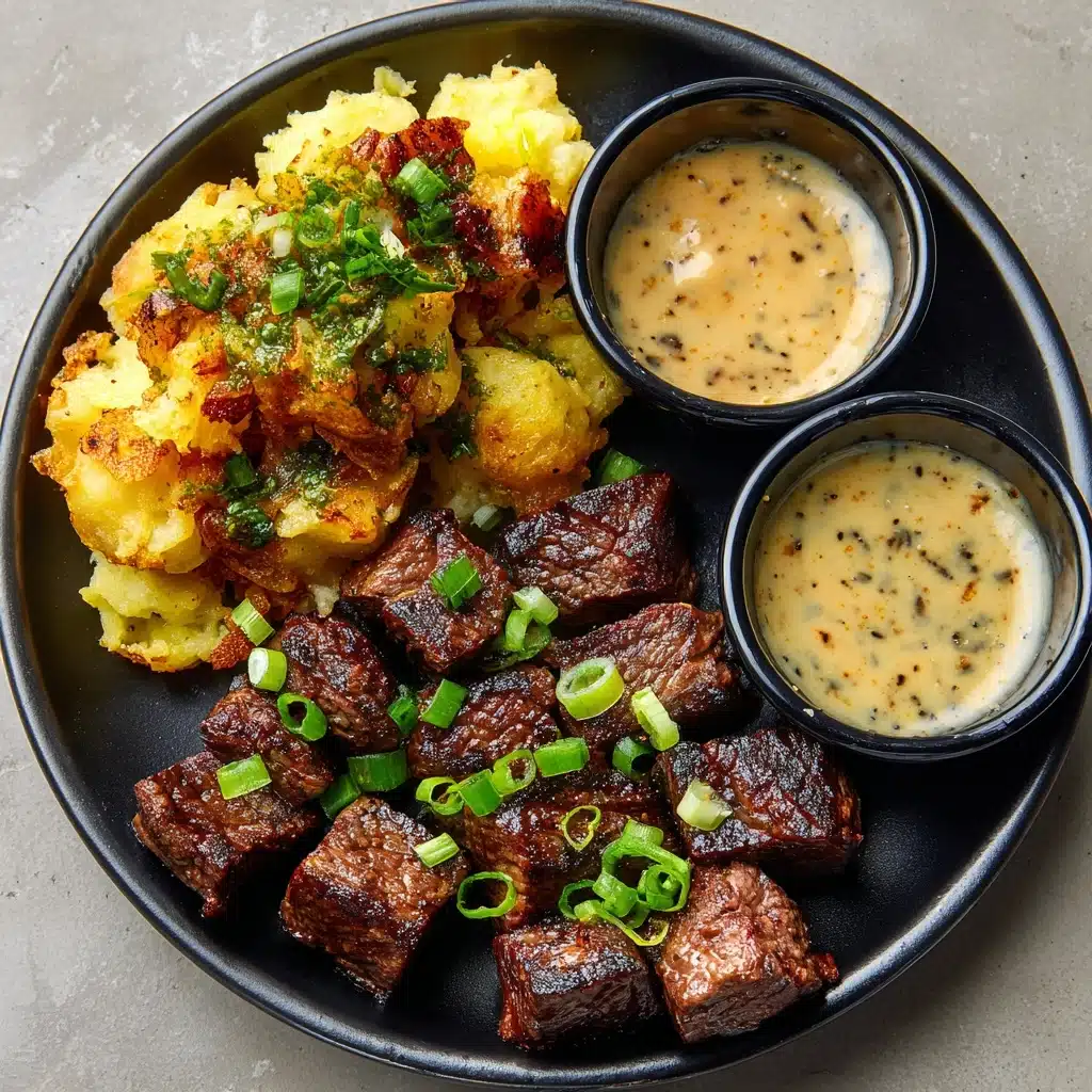 Garlic Butter Steak Bites and Smashed Potatoes Recipe