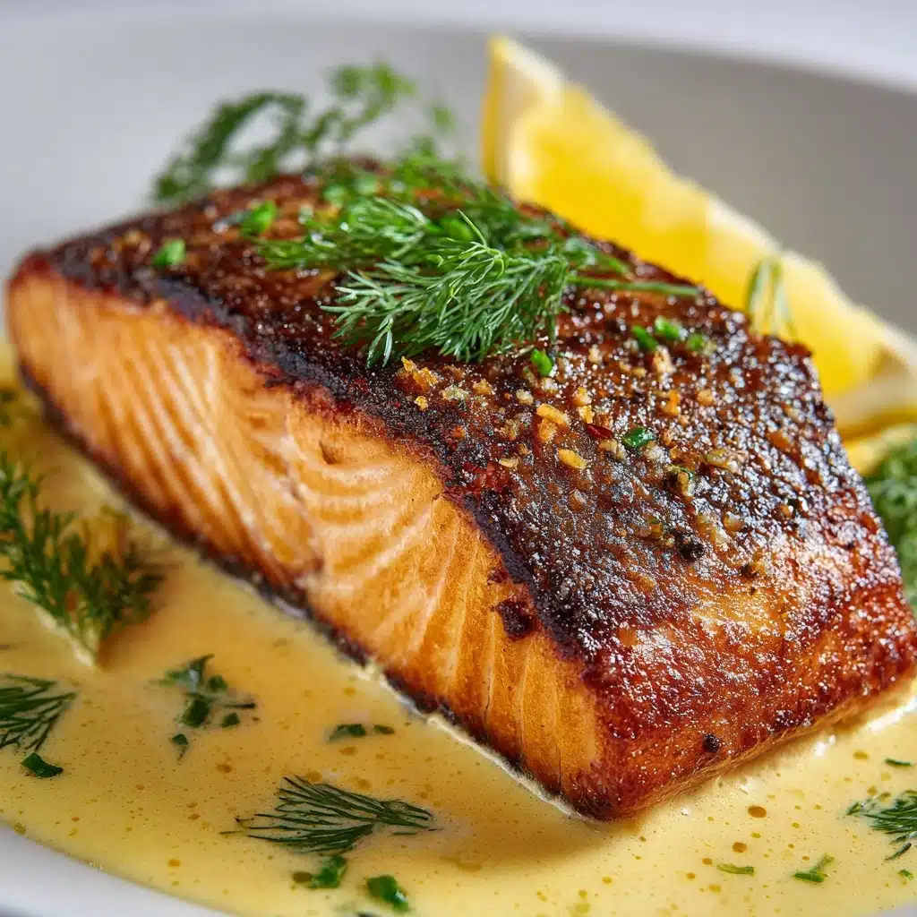 Blackened Salmon with Creole Lemon Dill Sauce Recipe - Recipe Image