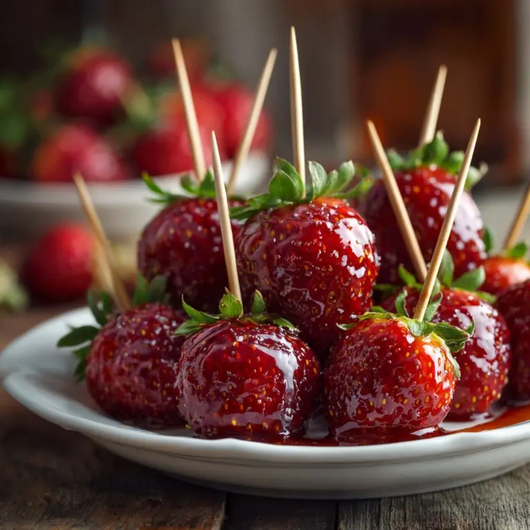 Candy Fruit Skewers: Crunchy, Sweet Strawberry Delight Recipe