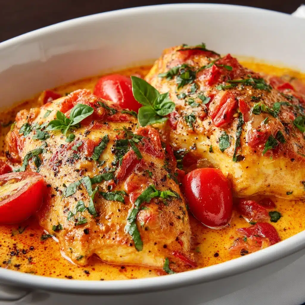 Slow Cooker Creamy Tomato Basil Chicken Recipe - Recipe Image