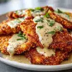 Crispy Parmesan Chicken with a Rich Garlic Sauce: An Incredible Dinner Essential Recipe