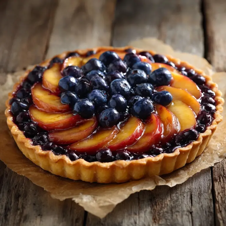 Easy Blueberry Peach Tart with Vanilla Glaze Recipe