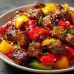 Air Fryer Honey Garlic Steak Sweet Pepper Bites Recipe