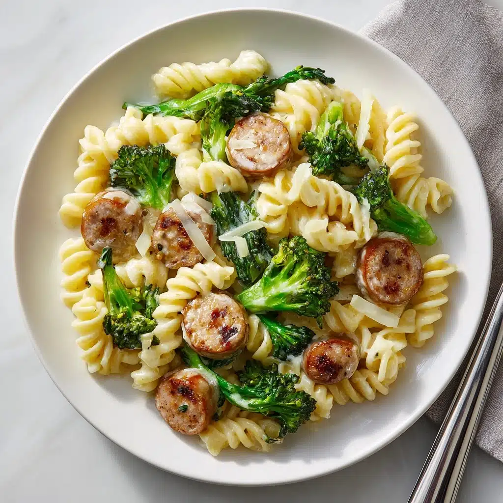 One-Pot Cheesy Smoked Sausage and Broccoli Pasta Recipe - Recipe Image