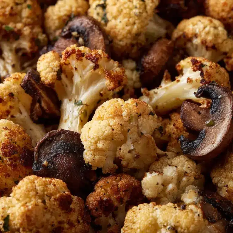 Garlicy Roasted Cauliflower & Mushrooms Recipe