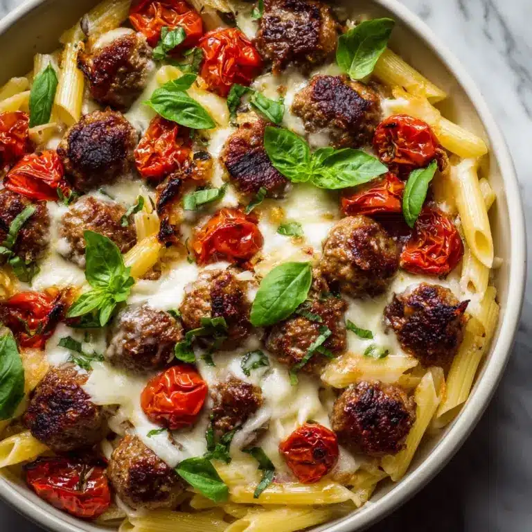 Caprese Turkey Meatball Pasta Skillet Recipe