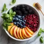 Honey Lime Basil Peach Fruit Salad Recipe