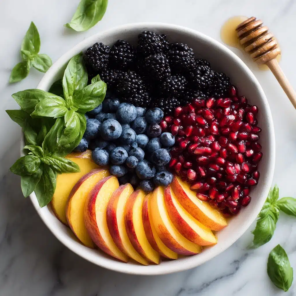 Honey Lime Basil Peach Fruit Salad Recipe