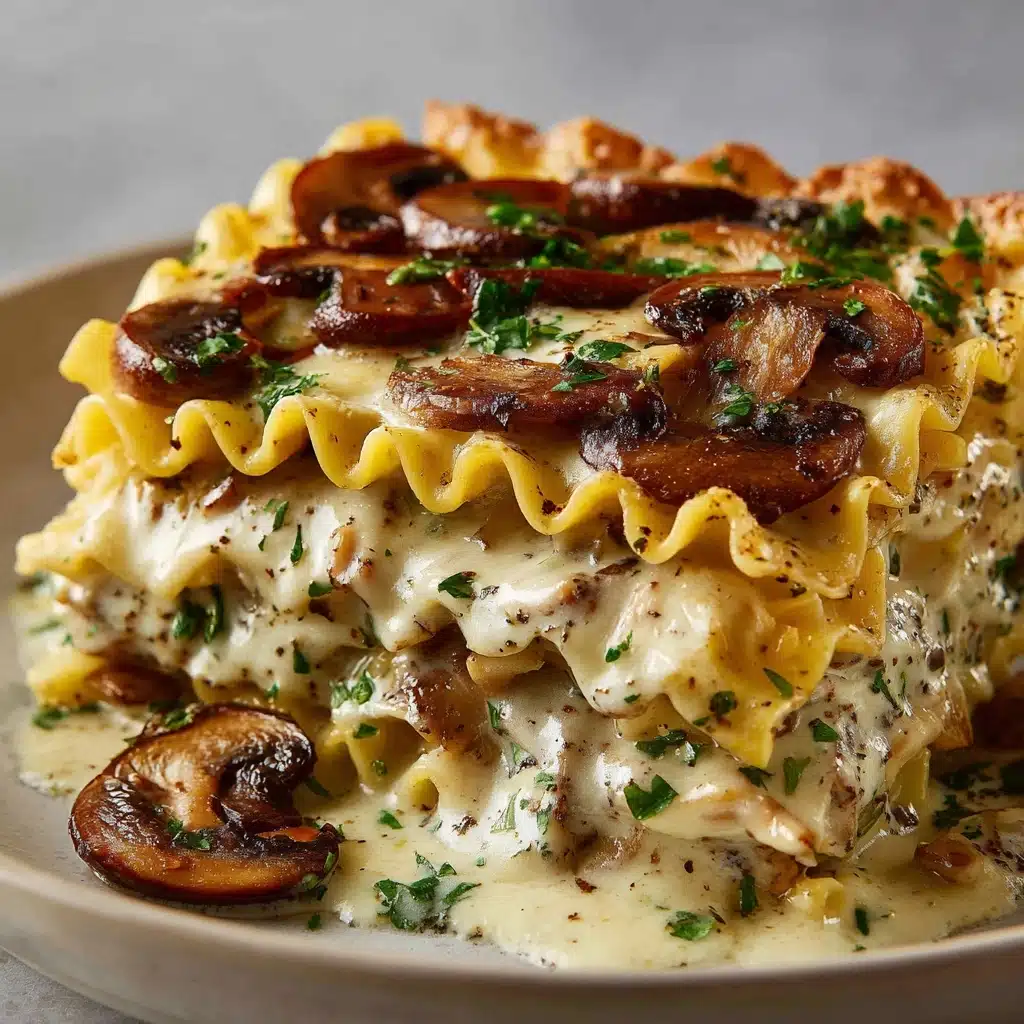 Mushroom Chicken Alfredo Lasagna Recipe - Recipe Image