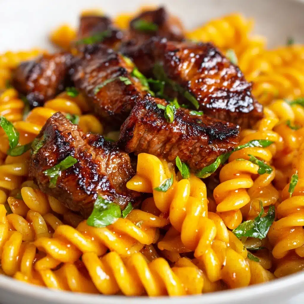 Sticky Honey Garlic Steak and Rotini Recipe - Recipe Image