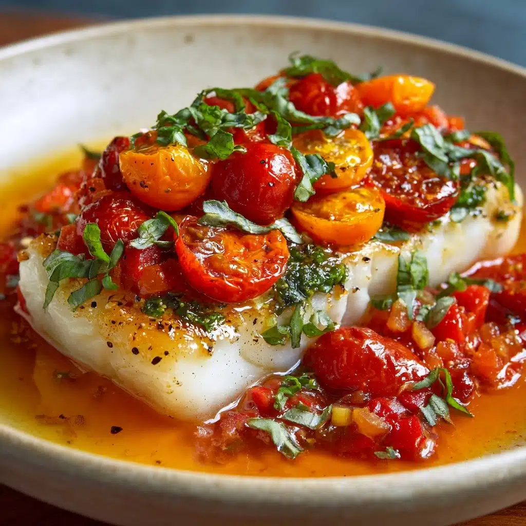 Pan-Seared Mediterranean Cod in Tomato Basil Sauce Recipe - Recipe Image