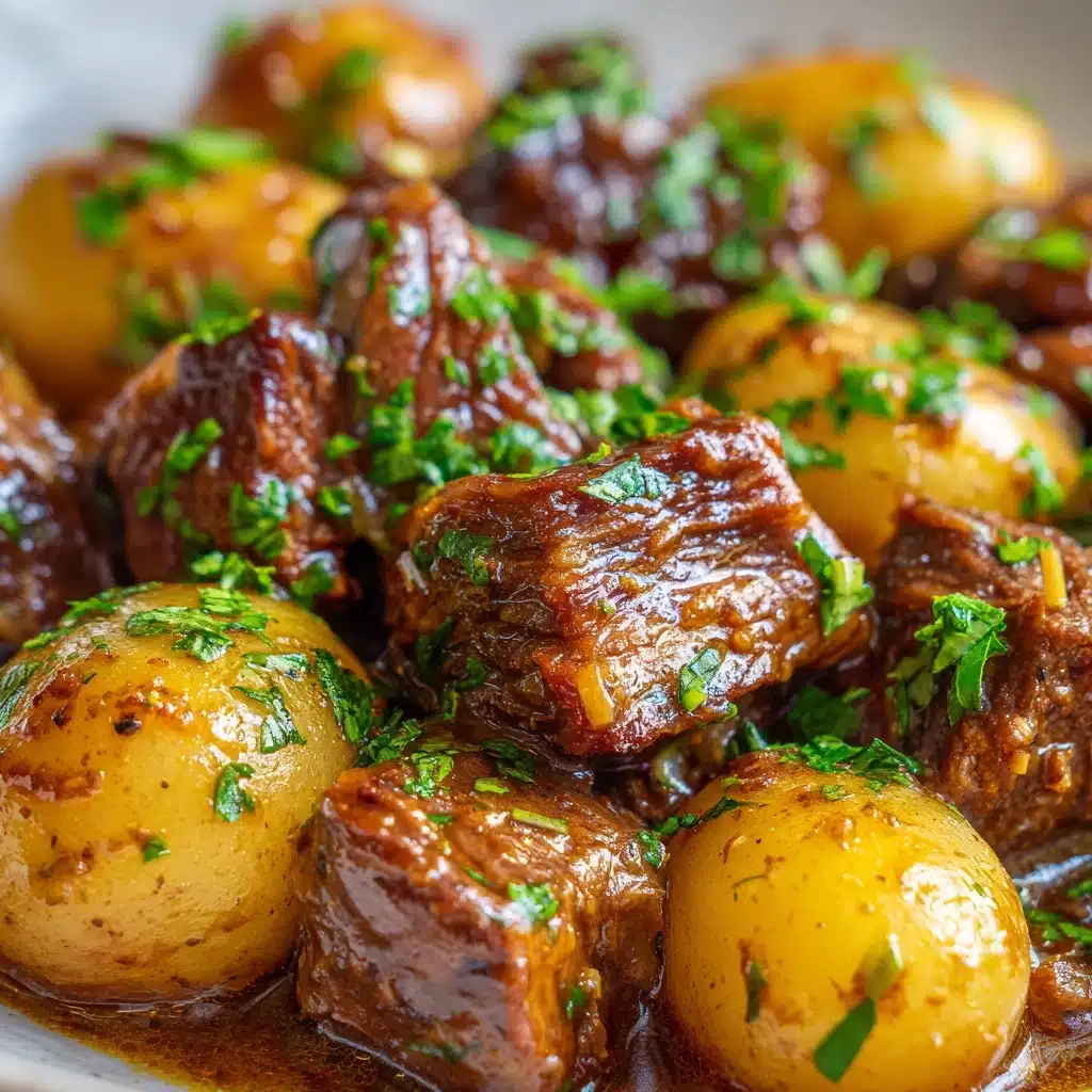 Slow Cooker Garlic Butter Beef Bites & Potatoes Recipe - Recipe Image