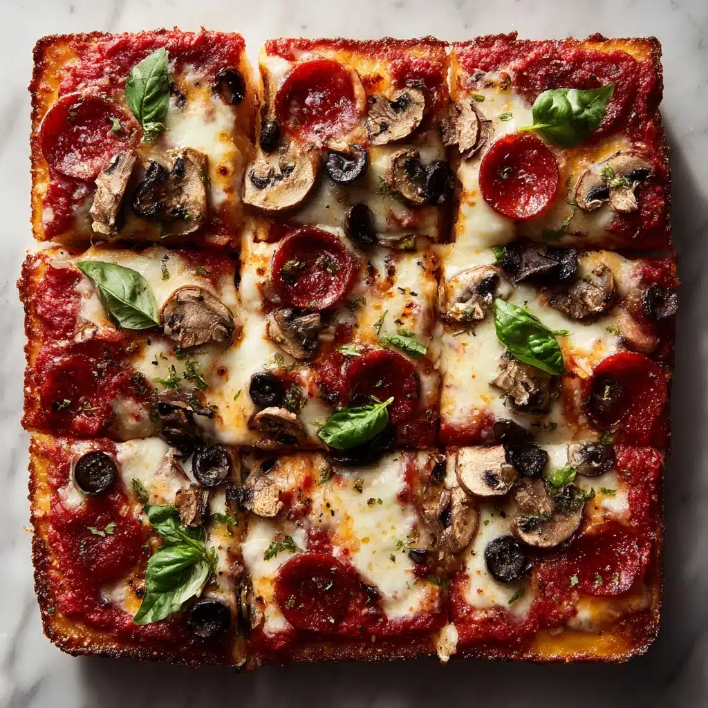 Vegan Pan Pizza with Green Olives and Mushrooms Recipe - Recipe Image