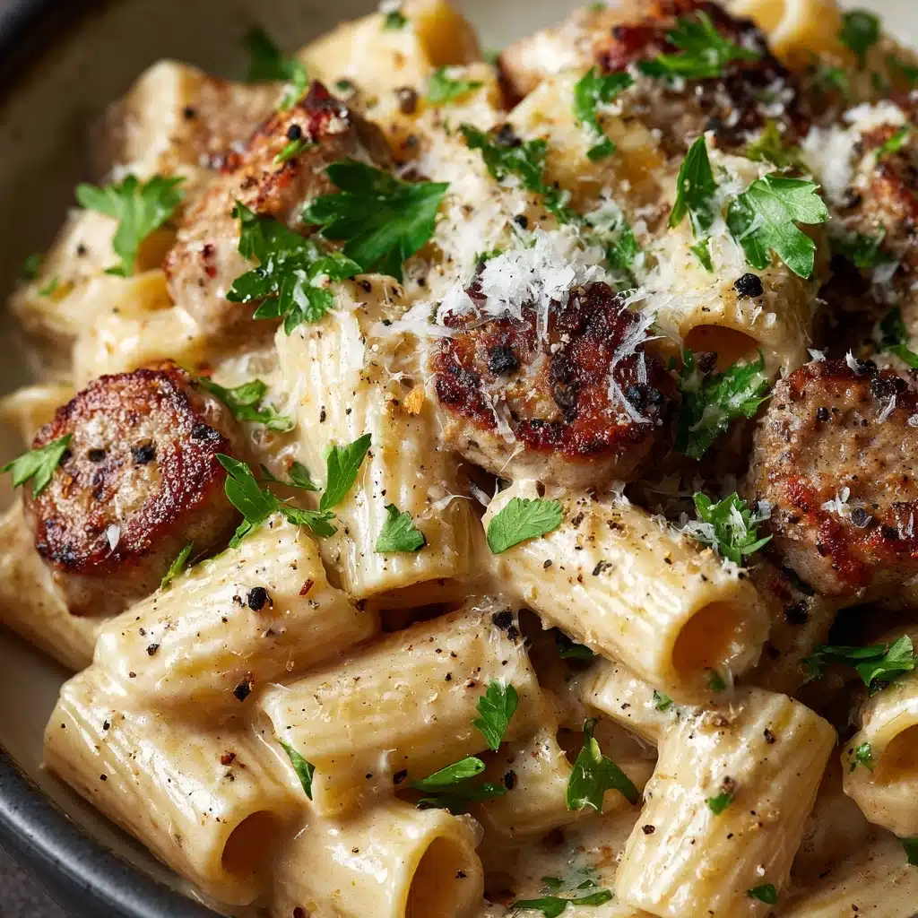 Garlic Sausage Alfredo Rigatoni Recipe - Recipe Image