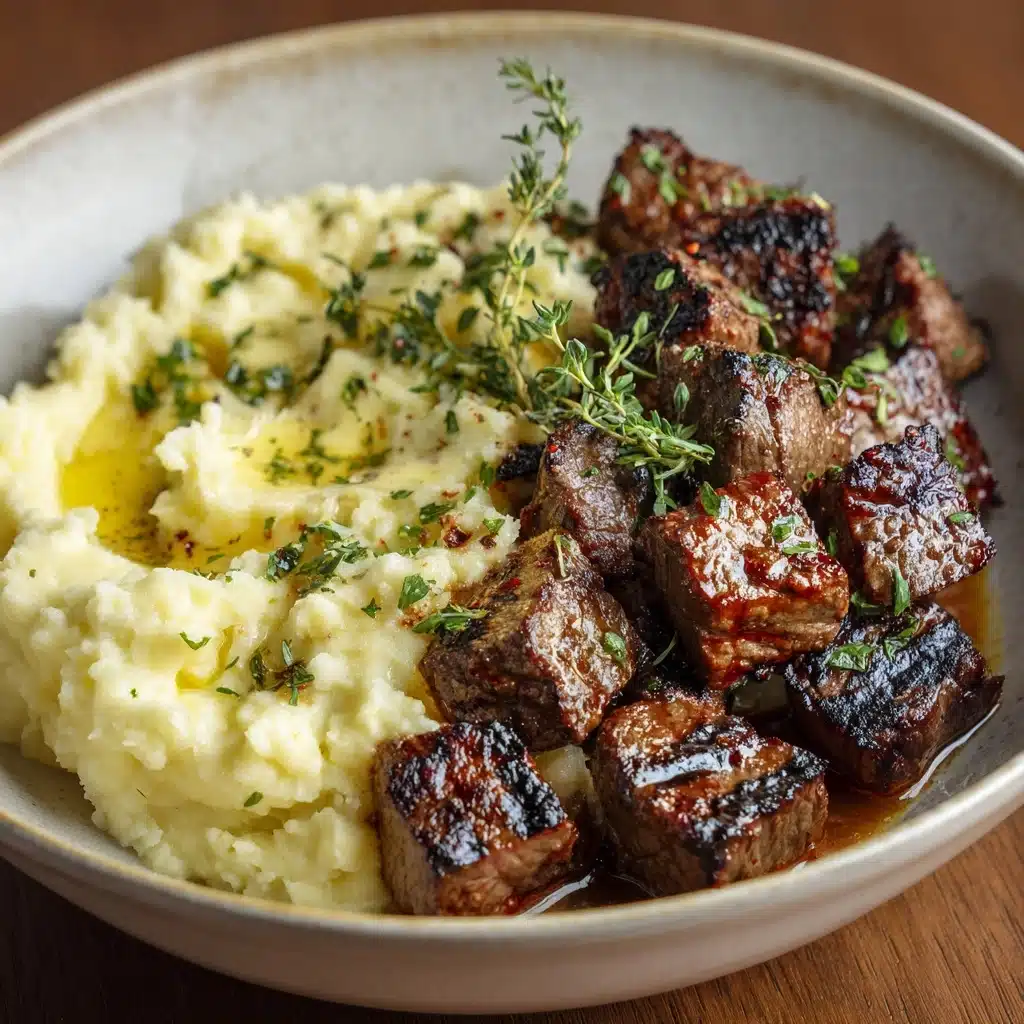Garlic Butter Steak Bites and Mash Recipe - Recipe Image